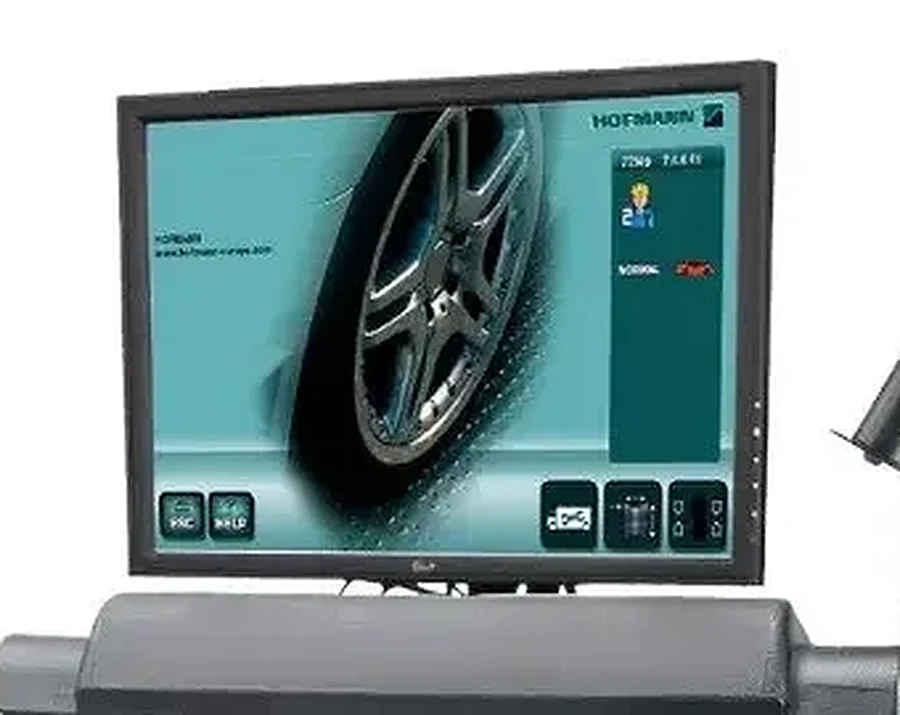 Balanceadora de Ruedas Hofmann Geodyna 7800-2P — Monitor a color con la guía de balanceo