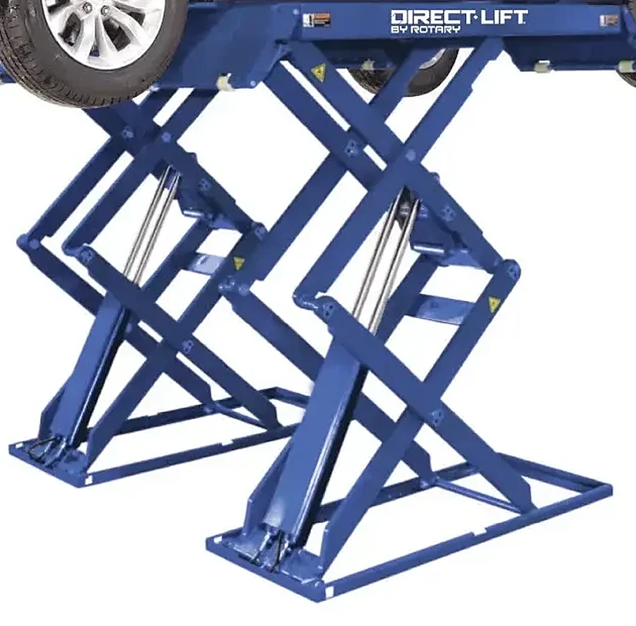 Elevador Tijera Corto 3200 kg - DL by Rotary Lift DSD32 — Mecanismo de doble tijera con cilindros hidráulicos