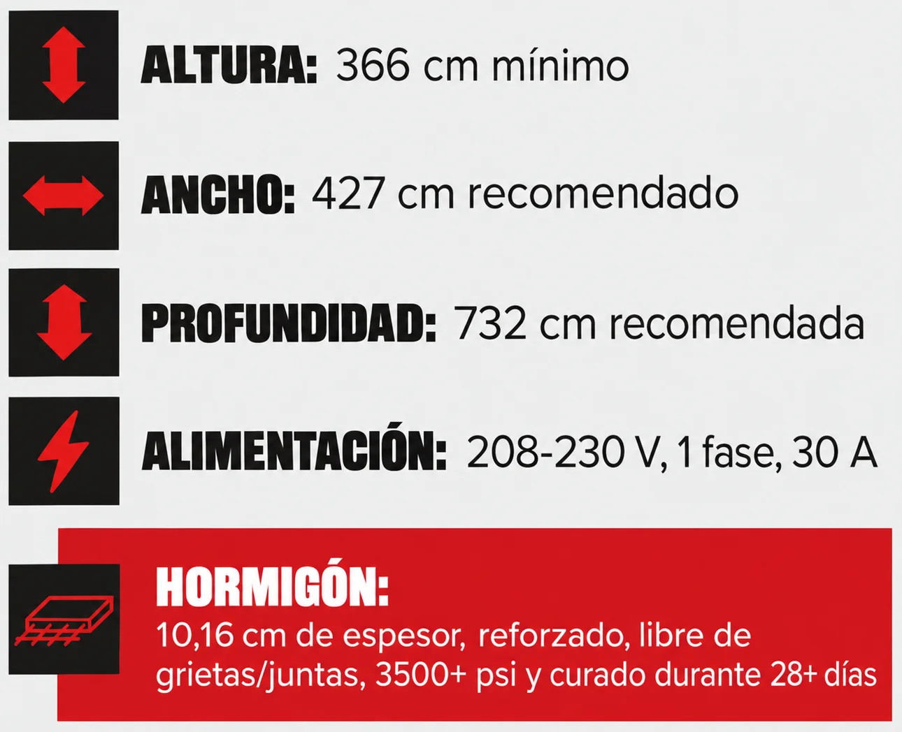 Especificaciones de instalación del Elevador Dos Columnas Challenger Lifts VLE10