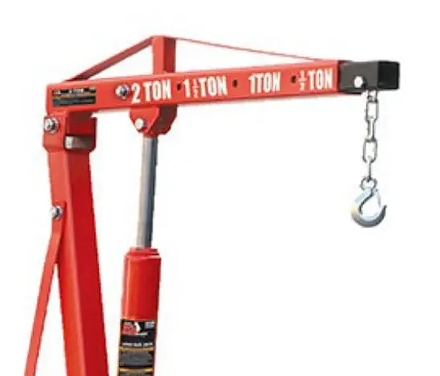 Levanta Motor 2 Ton - Hidráulica Manual — Pluma con gancho, marcada con la capacidad según la extensión